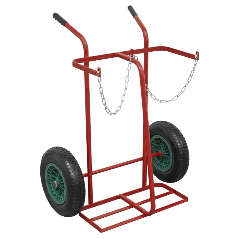 Welding Bottle Trolley with Pneumatic Tyres - 2 Bottle - ST28P