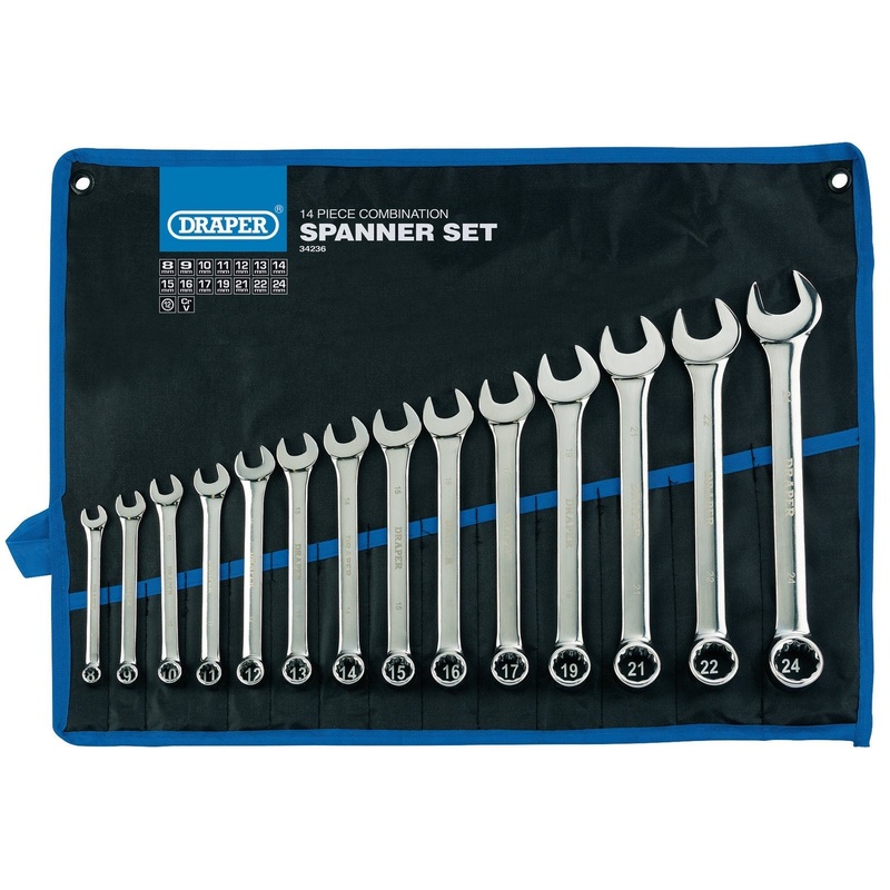 Draper Hi-Torq Metric Combination Spanner Set (14 Piece) - 8233/14/MM
